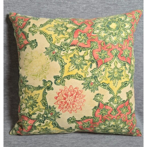 Stratford Home Decorative Accent Pillow 16"  Yellow Coral Green - Picture 4 of 13